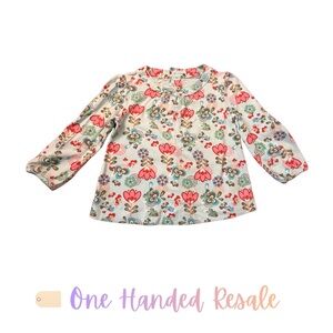 🫘 Jumping Beans Light Blue Pink Floral Kids Blouse Top Shirt 18M